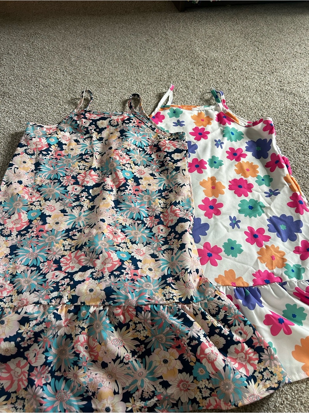 Girls Floral Dress White & Blue Girls 8Y